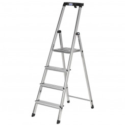 4-step folding ladder Krause 126320 Black Silver Aluminum