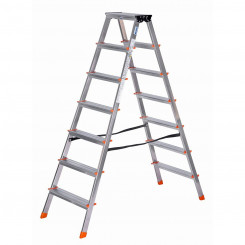 7-step folding ladder Krause 120434 Silver Aluminum Steel
