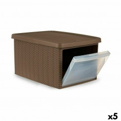 Storage Box with Lid Stefanplast Elegance Side Beige Plastic 29 x 21 x 39 cm (5 Units)