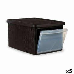 Коробка для хранения с крышкой Stefanplast Elegance Side Коричневый пластик 29 x 21 x 39 см (5 шт.)