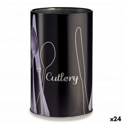 Tin Pieces of Cutlery Black Metal 1 L (24 Units)