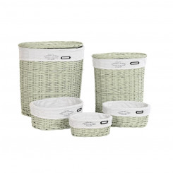 Set of Baskets DKD Home Decor Polyester Green wicker (51 x 37 x 56 cm)