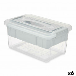 Многоразовая коробка, серый прозрачный пластик, 5 л, 29,5 x 14,5 x 19,2 см (6 шт.)