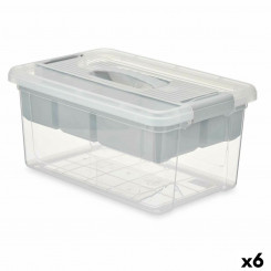 Многоразовая коробка, серый прозрачный пластик, 9 л, 35,5 x 17 x 23,5 см (6 шт.)