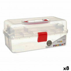 Mitmeotstarbeline kast, punane läbipaistev plastik, 33 x 15 x 19,5 cm (8 ühikut)