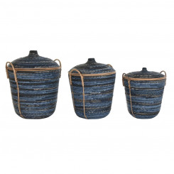Basket set DKD Home Decor Blue Black Boho 51 x 51 x 65 cm