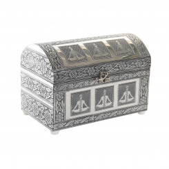 Jewelry box DKD Home Decor Silver Wood Aluminium Green 25 x 15 x 18 cm