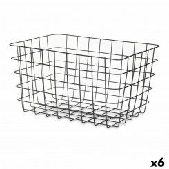 Multi-purpose basket Rectangular Black Metal 38,5 x 20,5 x 28 cm (6 Units)