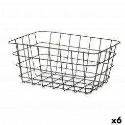 Multi-purpose basket Rectangular Black Metal 30,3 x 14 x 22,5 cm (6 Units)