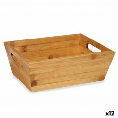 Multi-purpose basket With handles Brown Bamboo 33 x 10 x 22 cm (12 Units)