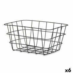 Multi-purpose basket Rectangular Black Metal 24,5 x 12 x 18 cm (6 Units)