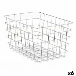Multi-purpose basket Rectangular Silver Metal 38 x 21 x 26 cm (6 Units)
