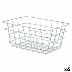 Multi-purpose basket Rectangular Silver Metal 31 x 14 x 21 cm (6 Units)