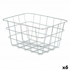 Multi-purpose basket Rectangular Silver Metal 24 x 12,5 x 18,5 cm (6 Units)