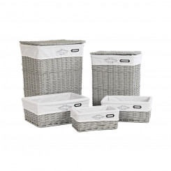 Set of Baskets DKD Home Decor Grey Polyester wicker (44 x 34 x 56 cm)