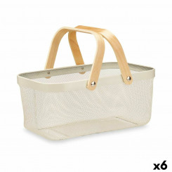 Basket White Wood Metal 42,5 x 18 x 26,5 cm (6 Units)