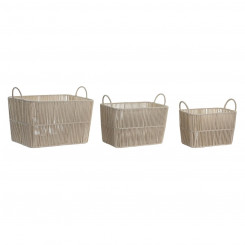 Basket set DKD Home Decor Beige Metal Cotton (39 x 29 x 31 cm)