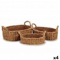 Set of Baskets With handles Brown 750 ml 1,5 L 3 L 37 x 23,5 x 17 cm 33 x 20 x 15,5 cm 25 x 16 x 13,5 cm (4 Units)