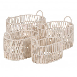 Basket Set White Rope 50 x 36 x 36 cm (4 Units)