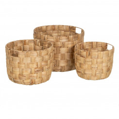 Set of baskets Beige Natural fiber 38 x 38 x 28 cm (3 Units)