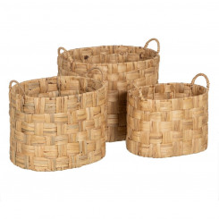 Set of baskets Beige Natural fiber 45 x 35 x 41 cm (3 Units)