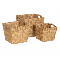 Set of baskets Beige Natural fiber 40 x 40 x 35 cm (3 Units)