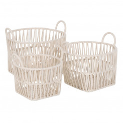 Basket Set White Rope 38 x 38 x 32 cm (3 Pieces, parts)