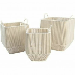 Basket set DKD Home Decor Beige Metal Cotton (3 Pieces, parts) (37 x 37 x 45 cm)