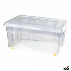 Storage Box with Wheels Transparent 45 L (6 Units)
