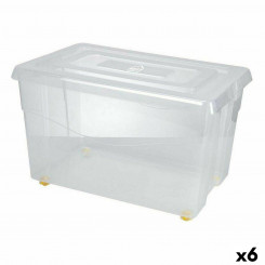 Storage Box with Wheels Transparent 60 L (6 Units)