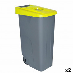 Trash can with wheels Denox 85 L Yellow 58 x 41 x 76 cm