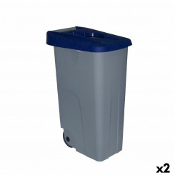 Trash can with wheels Denox 85 L Blue 58 x 41 x 76 cm