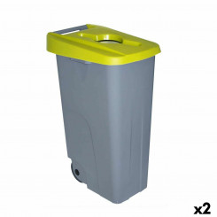 Wheeled trash can Denox 110 L Yellow 58 x 41 x 89 cm