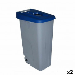 Trash can with wheels Denox 110 L Blue 58 x 41 x 89 cm