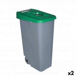 Trash can with wheels Denox 110 L Green 58 x 41 x 89 cm