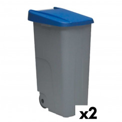 Trash can with wheels Denox 85 L Blue 58 x 41 x 76 cm
