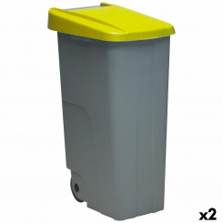 Урна для мусора на колесиках Denox 110 л Желтый 58 x 41 x 89 см