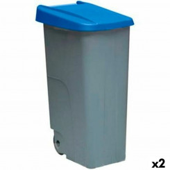 Trash can with wheels Denox 110 L Blue 58 x 41 x 89 cm