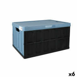 Folding box Tontarelli Plastmass 62 L Blue Black Table 59.5 x 39 x 31.5 cm (6 Units)