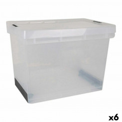 storage box with lid Evolution Transparent 39 x 29 x 20.5 cm (6 Units) (39 x 29 x 20.5 cm)