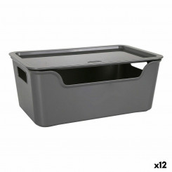 storage box with lid Bella Anthracite gray 28 x 17.9 x 11.2 cm (12 Units) (28 x 18 x 11 cm)