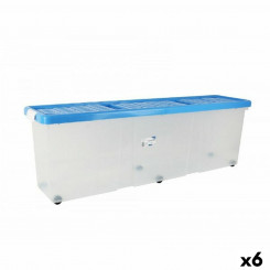 storage box with lid Tontarelli Wheel Transparent Plastic Blue 120 x 30 x 39 cm (6 Units)