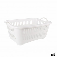 Laundry basket Tontarelli Cover line With handles Plastic White 62.5 x 44.5 x 27.5 cm (12 Units)