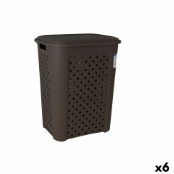 Laundry basket Tontarelli Arianna Wengue Plastic 43.5 x 33.5 x 55 cm (6 Units)