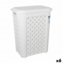 laundry basket Tontarelli Arianna with Lid White 37.5 x 27.5 x 47 cm (6 Units)