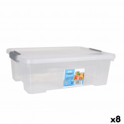 ящик для хранения с крышкой Dem Kira Прозрачный пластик 10 л 40 x 28 x 13 см (8 шт.)