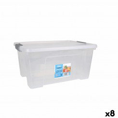 ящик для хранения с крышкой Dem Kira Plastic Transparent 15 л 40 x 28 x 19 см (8 шт.)