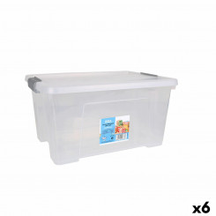 ящик для хранения с крышкой Dem Kira Plastic Transparent 20 л 40 x 28 x 26 см (6 шт.)