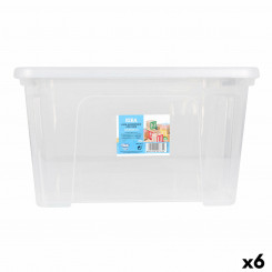 ящик для хранения с крышкой Dem Kira Plastic Transparent 25 л 42 x 36 x 25 см (6 шт.)