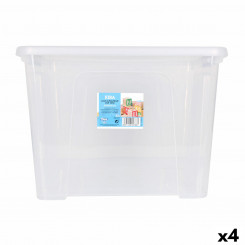 ящик для хранения с крышкой Dem Kira Plastic Transparent 32 л 42 x 36 x 30 см (4 шт.)
